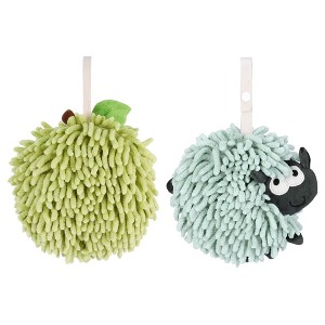 REGALWOVEN 2 Pcs Cute Comfortable Soft Absorbent Chenille Ball Fuzzy Hand Towel - 1 of 4