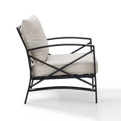 Kaplan Outdoor Steel Arm Chair with Cream Cushions