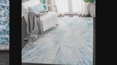Gray Abstract Reversible Square Stain-Resistant Rug