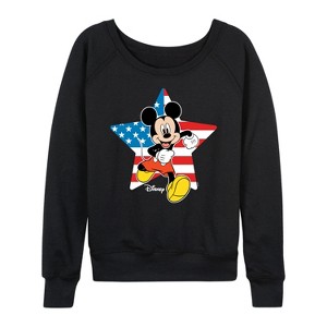 Women's - Disney - Americana Lightweight French Terry Wide Neck Long Sleeve Graphic Shirt - 1 of 4