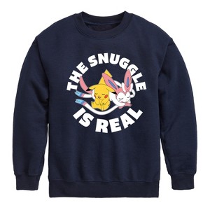 Boys' - Pokémon - The Snuggle Is Real Pikachu And Sylveon Graphic Long Sleeve Fleece Sweatshirt - 1 of 4
