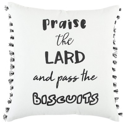 20"x20" Oversize Biscuits Poly Filled Square Throw Pillow - Rizzy Home: Embroidered, Tassel Poms, Indoor Use