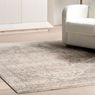 Elegant Silver Medallion 4' x 6' Oval Synthetic Area Rug