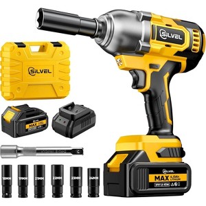 SILVEL Cordless Impact Wrench, MAX 650N.M Brushless Impact Wrench 1/2 inch, 4.0Ah Battery, 6 Sockets, 3300RPM Impact Driver wih Fast Charger - 1 of 4