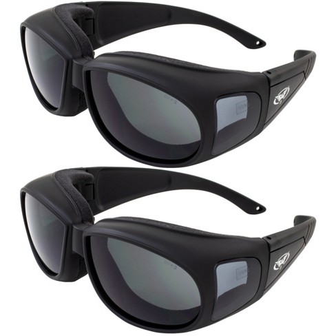 Global Vision Outfitter Padded Fit-Over Motorcycle Safety Sunglasses Black  Frame Antifog Clear Lens