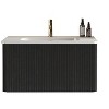 FAMYYT 30 in. Single Sink Floating Black Bath Vanity with White Ceramic Top (Assembled), Push Open Drawer - 4 of 4