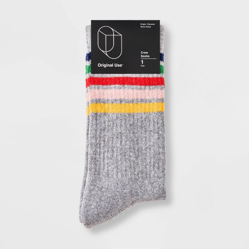 Men&#39;s Striped Rainbow Crew Socks 1pk - Original Use&#8482; Gray 6-12, 2 of 3