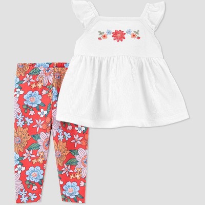 Image of Baby Girls' Floral Top & Bottom Set - Just One You® made by carter's White 9M