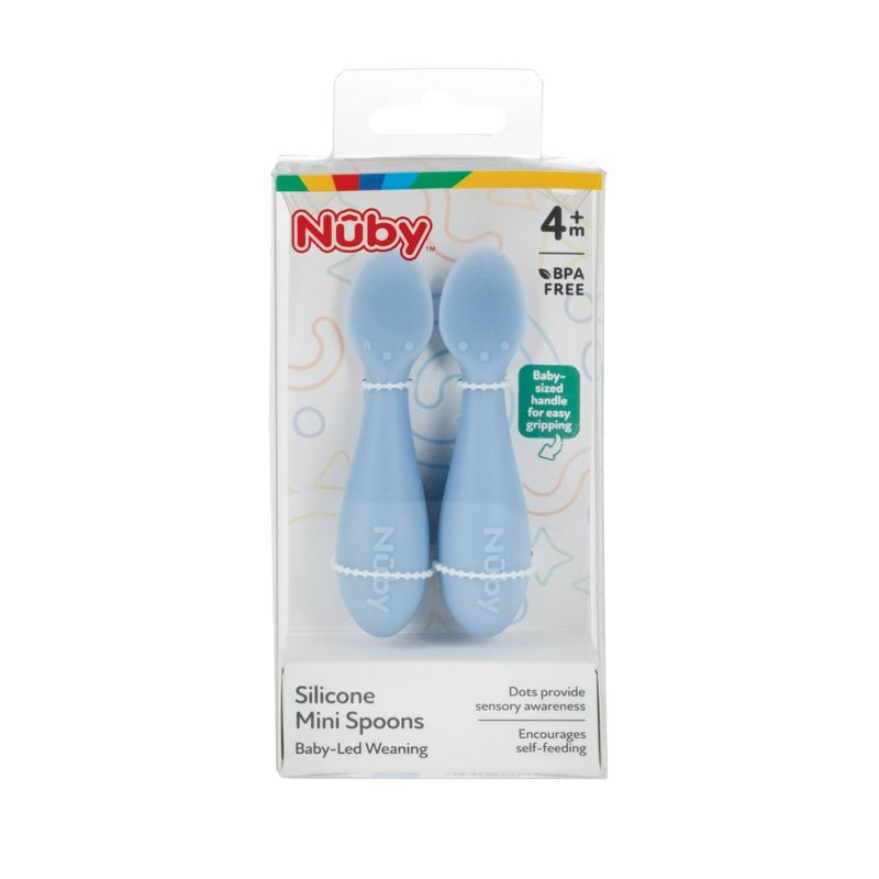 Nuby Silicone Mini Spoons - Blue - 2pk, 4 of 6