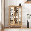 KTMBDW Cabinet with Glass Doors, Wood Display Cabinet with Mirrored Back Panel and Adjustable Shelves for Living Room (Light Bulb Included) - 2 of 4