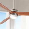 52" Casa Vieja Modern Indoor Ceiling Fan with Light LED Brushed Nickel Carved Wood for Bedroom Kitchen Living Room Family Dining - 2 of 4
