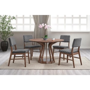 GDFStudio Beckstrom 5-Piece Wood Round Dining Table Set with 4 Upholstered Corduroy Chairs - 1 of 4