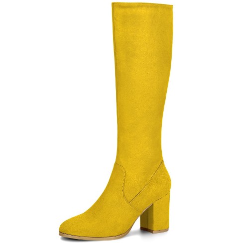 Yellow knee best sale high boots