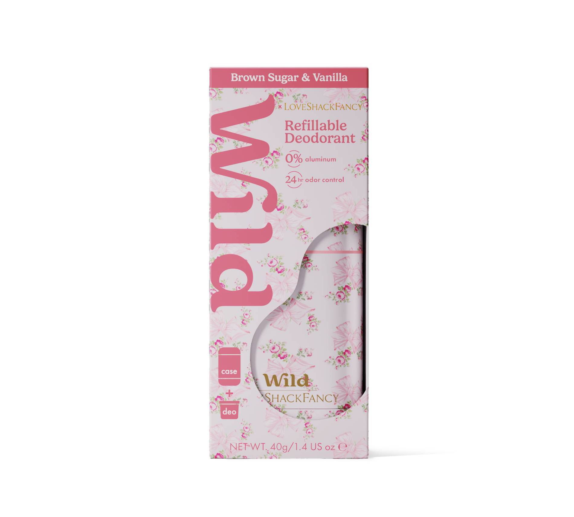 LoveShackFancy x Target - Wild Cosmetics Rosa Beaux Refillable Deodorant - Brown Sugar & Vanilla - 1.4oz - Pink Mint