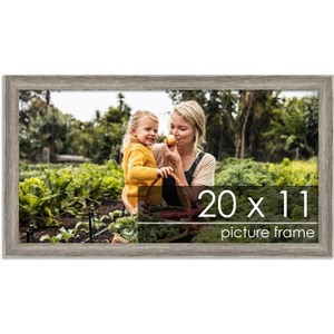 PosterPalooza | 20x11 Thin Barnwood Picture Frame, UV Acrylic, 2 Finishes - Grey and Black - 1 of 4