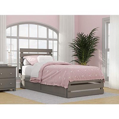 AFI Furnishings Oxford Twin Extra Long Bed with Footboard and USB Turbo Charger with Twin Extra Long Trundle in Grey