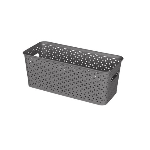 Gray store storage baskets