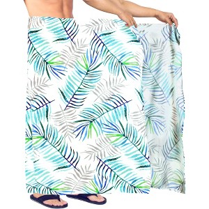HAPPY BAY Men's Pareo Swim Trunk Cover Up Wrap Beach Summer Hawaiian Sarong One Size Ivory - 1 of 4