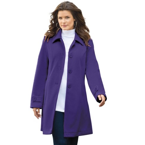Roaman's Women's Plus Size Plush Fleece Jacket - 2x, Purple : Target