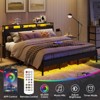 Bestier King Size Bed Frame, Metal Platform Bed with Wood Storage Headboard LED Lights and Charging Station - 3 of 4