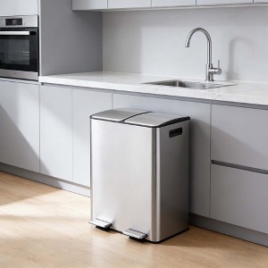 Stainless Steel Trash Can with 2x8 gal,Double Garbage Can and Removable Inner Buckets & 2 Lids for Kitchen Living Room - 1 of 4