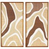 Olivia & May Set of 2 Wood Abstract Textured Wavy Wall Decors with White and Tan Accents Brown - 2 of 4