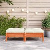 vidaXL Patio Footstools with Cushions - 2 Piece Solid Pine Wood, Wax Brown, Outdoor Modular Ottoman Set for Garden, Terrace, Patio - 24.8"x24.8"x11.2" - 3 of 4