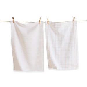 tag 26L"x18W" Classic Blush Cotton Set of 2 Checked and Solid Terry Cloth Dishtowel Kitchen Towel Machine Washable - 1 of 4