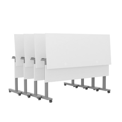 Gray and White Commercial Grade Folding Training Table with Casters