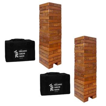 Hey! Play! Nontraditional Giant Wooden Blocks Tower Stacking Game with  Dice, Outdoor Yard Game, for Adults, Kids, Boys and Girls (Rainbow Color)