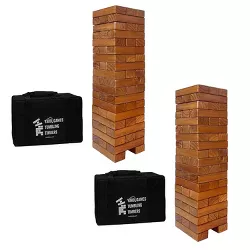 YardGames Giant Tumbling Timbers Wood Stacking Wooden Building Blocks Game for Adults and Kids with 56 Stained Pine Blocks (2 Pack)