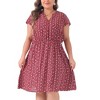 Agnes Orinda Women's Plus Size Casual Floral Tie Waist Short Sleeve Knee Length A Line Dresses - 2 of 4