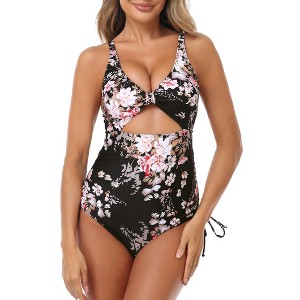 Clearlove Women CutOut One Piece Swimsuit Tummy Control High Waisted Monokini Bathing Suit - 1 of 4