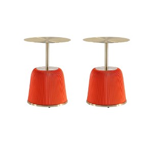 Manhattan Comfort Set of 2 Anderson Leatherette Upholstered End Tables with Gold Tabletop - 1 of 4