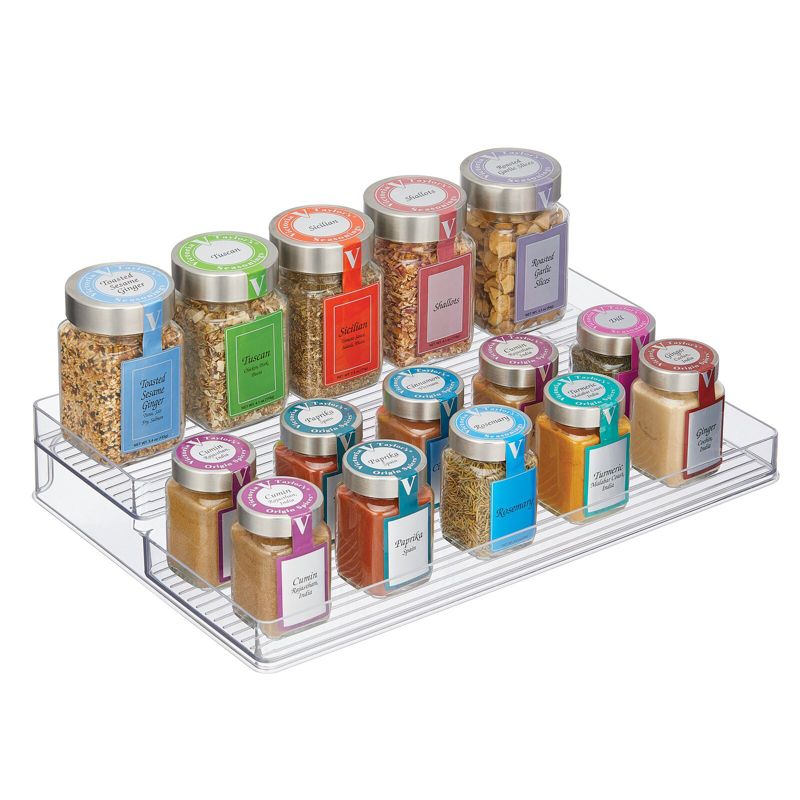 mDesign Plastic 2-Tiered Kitchen Food Storage Organizer Spice Rack Holder, 4 of 7