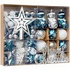 GAOMON 70pcs Christmas Tree Ornament Set, Shatterproof Plastic Christmas Ball Ornaments, Blue & Silver Corative Baubles - 2 of 4