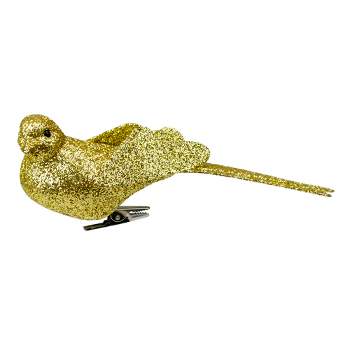Northlight Glittered Bird Clip-On Christmas Ornament - 6" - Gold-tone
