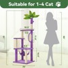Modern Multicoloured 600 GSM Soft Plush Cat Tree Pet Tower with Fake Real Leaves,Natural Sisal Material and Cute Cat Shape Platform - 2 of 4