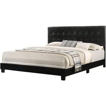 Passion Furniture Caldwell Faux Leather Button Tufted King Panel Bed