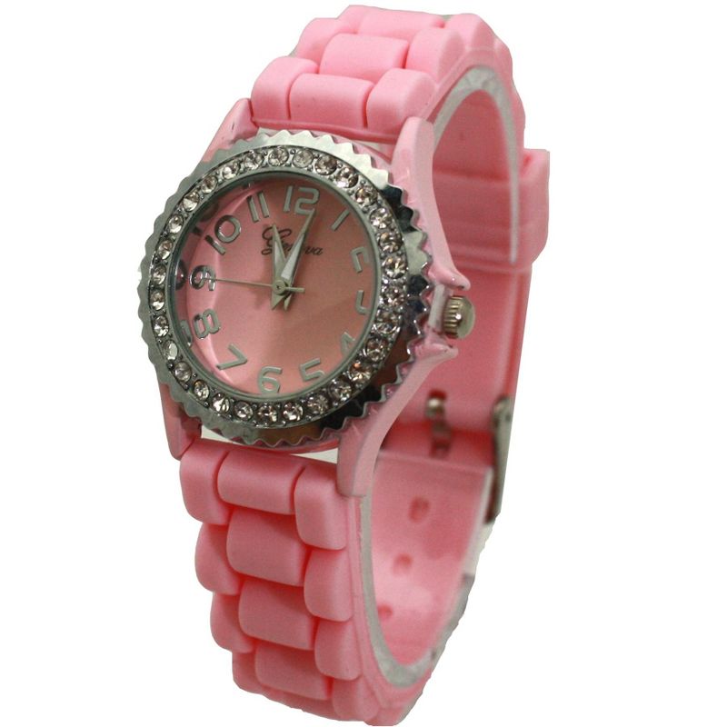 Olivia Pratt Every Day Thin Band Silicone and Rhinestones Colorful Women Watch, 3 of 6
