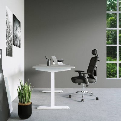 Executive High-Back Black Mesh Swivel Office Chair with Metal Base