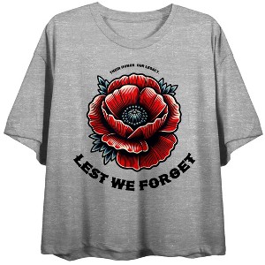 Memorial Day Their Honor Our Legacy Women’s Gray Heather Crew Neck Short Sleeve Crop Top - 1 of 4