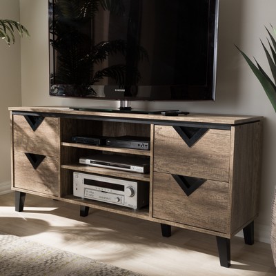 Beacon Black Oak Veneer TV Stand with Cabinet, 58.86"