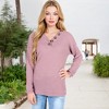 Anna-Kaci Women's Waffle Knit Button-Accent Top with V-Neck - 4 of 4