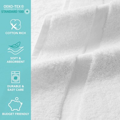 White Cotton Polyester Blend Dobby Washcloth Set, 12" x 12"