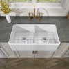 33 in. Farmhouse Kitchen Sink Double Bowl White Fireclay Sink Large Apron-front Kitchen Sink Bottom Grid and Strainer - 2 of 4