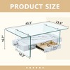 FURNIinspire Coffee Tables Modern Two-Tier Coffee Table, Clear Tempered Glass and White Marble Texture, Multifunctional Storage, White, 43"*24"*17" - 2 of 4
