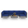 Costway 7 Piece Outdoor Furniture Set with Seat & Back Cushions Tempered Glass Coffee Table Navy/Gray - 2 of 4