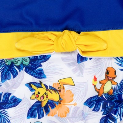 Pokemon Pikachu Little Girls One Piece Bathing Suit Blue 7-8 — фото 4