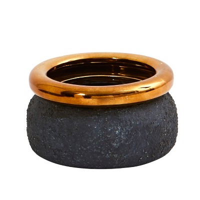 Nearly Natural 7-in Stone Planter with Bronze Rim